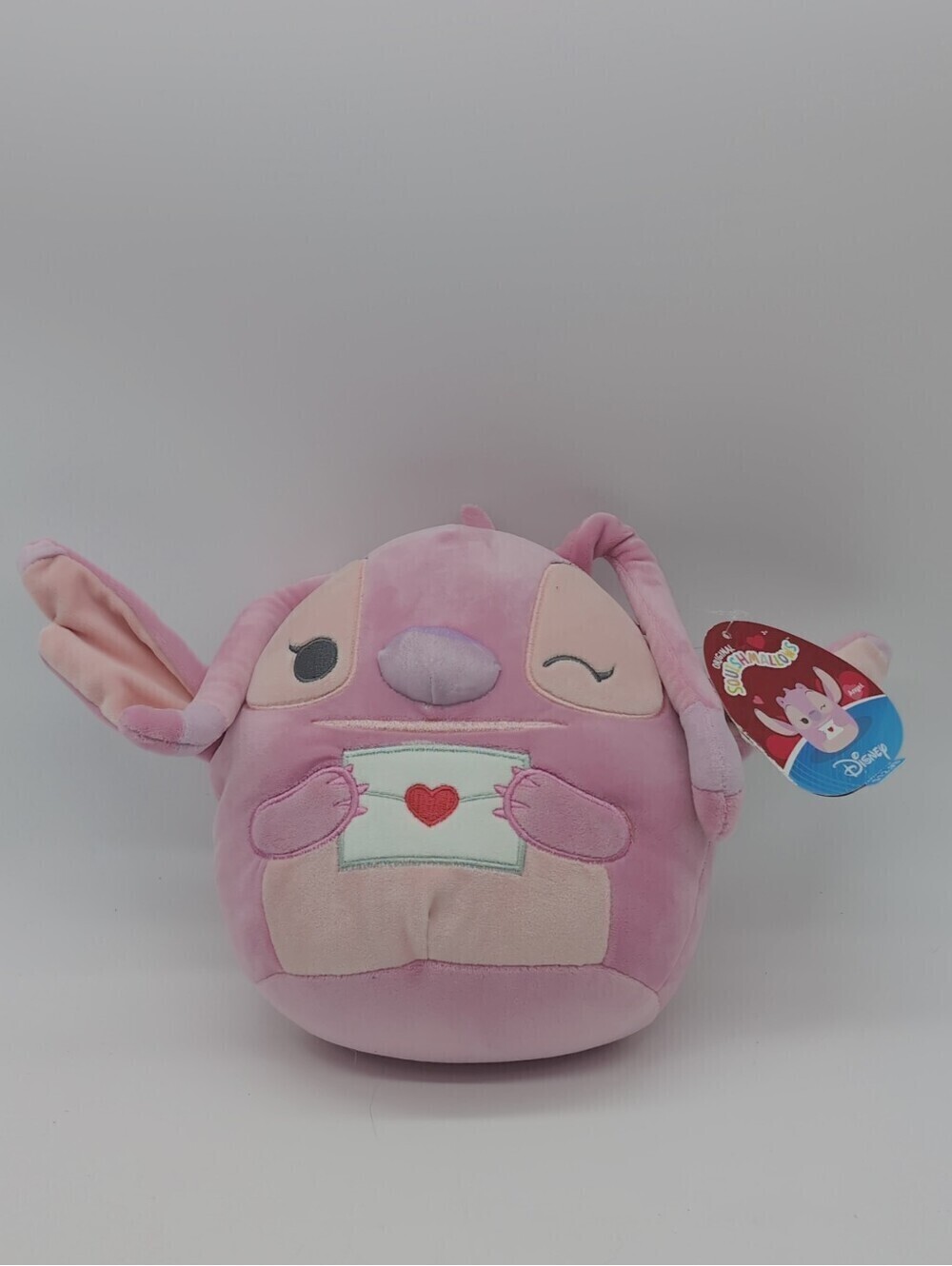 Angel Lilo & Stitch Squishmallows Pink Plush Holding Heart Envelope 8"